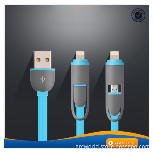 AWD005 All Color 2 in 1 cell phone Fast Charge 8 pin usb Data Cable usb Charger cable